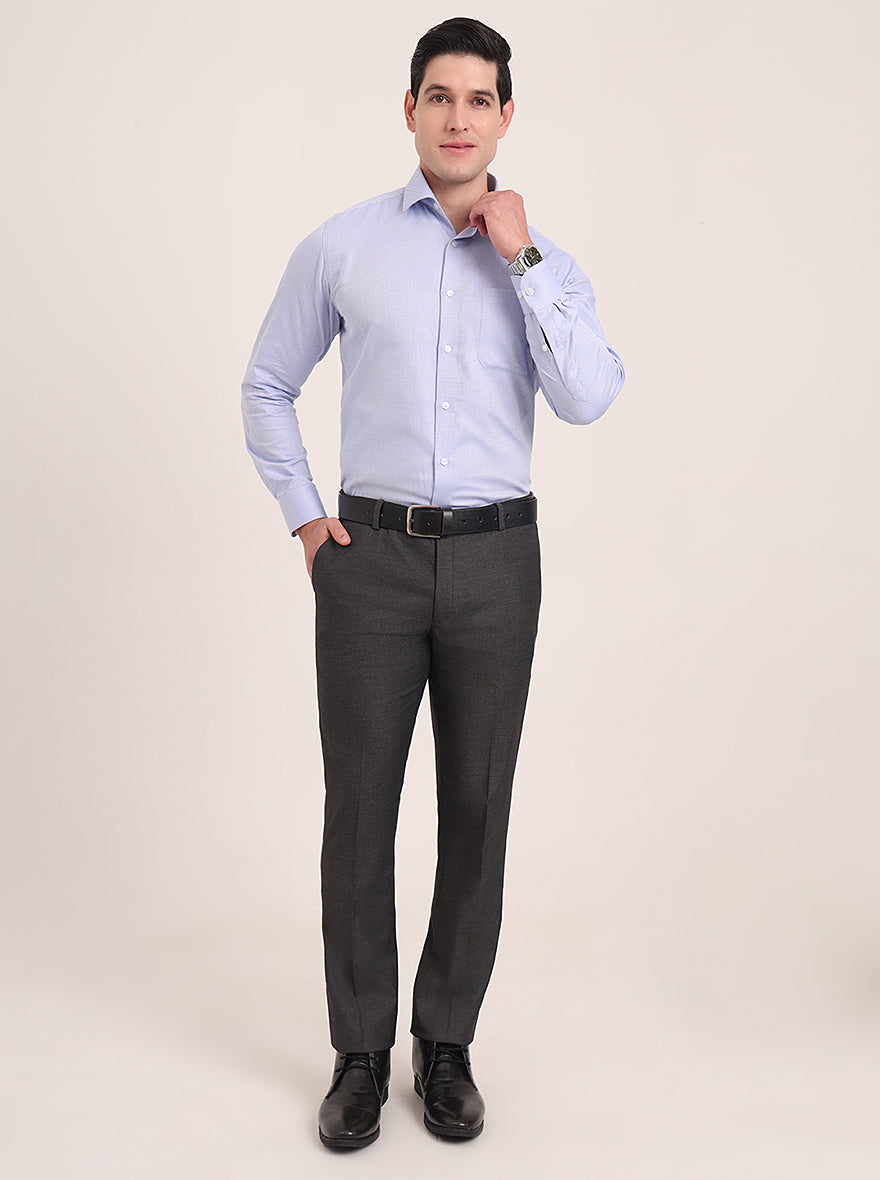 Light Blue Solid Slim Fit Formal Shirt | Metal