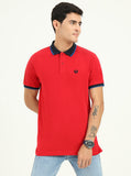 Blood Red Solid Slim Fit Polo T-Shirt | Greenfibre