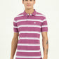 White & Lavender Striped Slim Fit Polo T-Shirt | Greenfibre