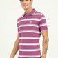 White & Lavender Striped Slim Fit Polo T-Shirt | Greenfibre