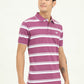 White & Lavender Striped Slim Fit Polo T-Shirt | Greenfibre