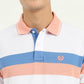 White & Peach Striped Slim Fit Polo T-Shirt | Greenfibre