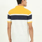 Grey & Mustard Striped Slim Fit Polo T-Shirt | Greenfibre