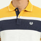 Grey & Mustard Striped Slim Fit Polo T-Shirt | Greenfibre