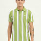 Green & White Striped Slim Fit Polo T-Shirt | Greenfibre