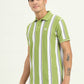 Green & White Striped Slim Fit Polo T-Shirt | Greenfibre