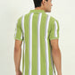 Green & White Striped Slim Fit Polo T-Shirt | Greenfibre