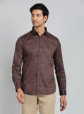 Brown Printed Slim Fit Casual Shirt | JadeBlue