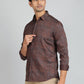 Brown Printed Slim Fit Casual Shirt | JadeBlue