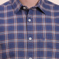Navy Blue Checked Slim Fit Casual Shirt | Greenfibre