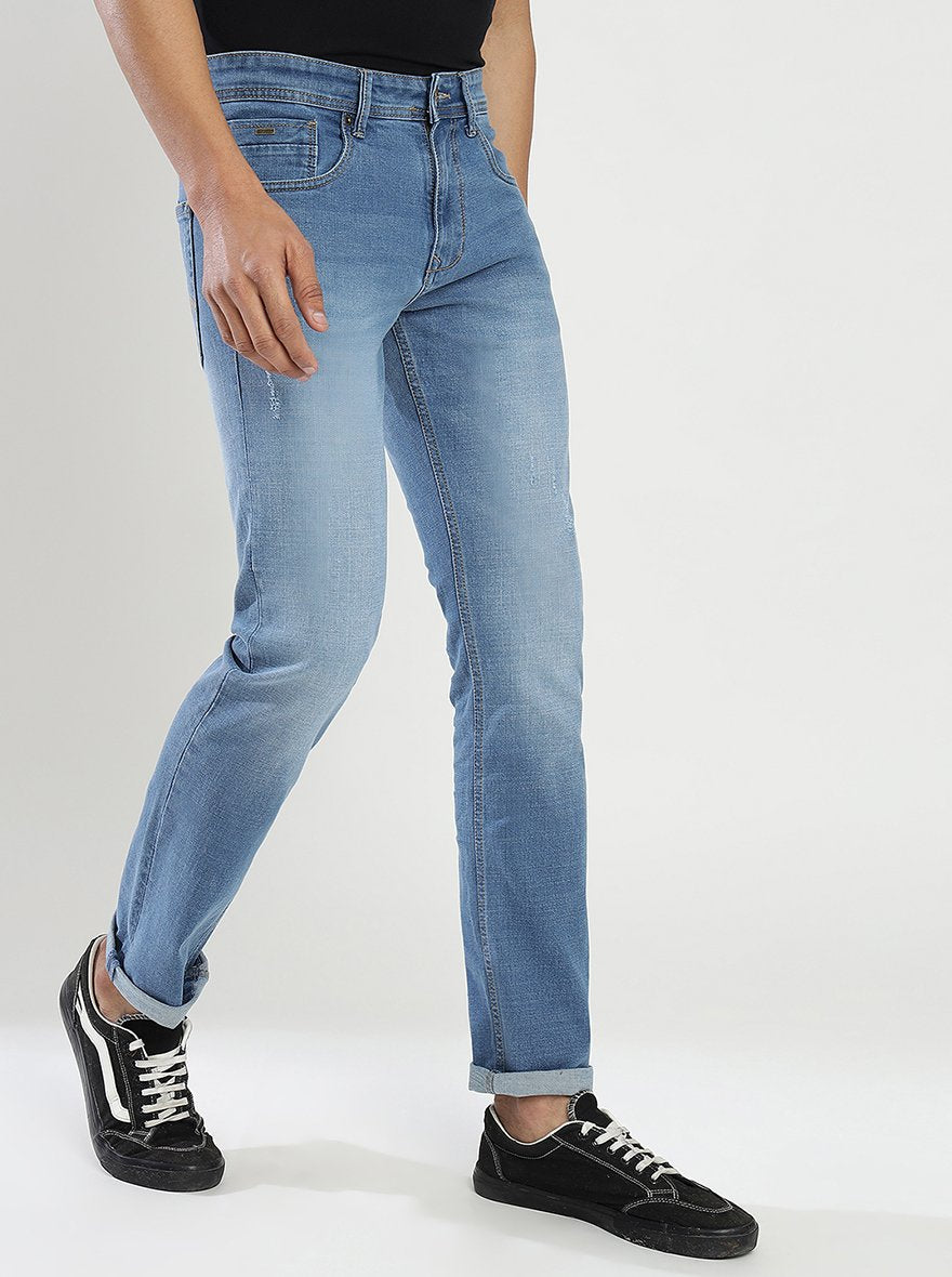 Blue Washed Straight Fit Jeans | Greenfibre