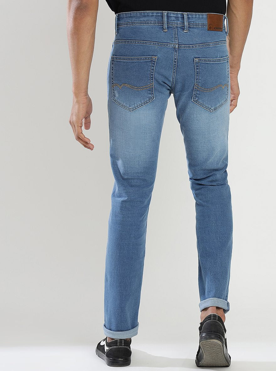 Blue Washed Straight Fit Jeans | Greenfibre