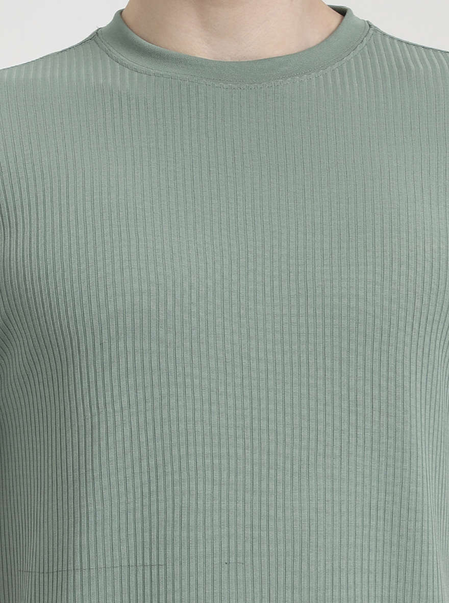 Green Striped Slim Fit T-Shirt | Greenfibre