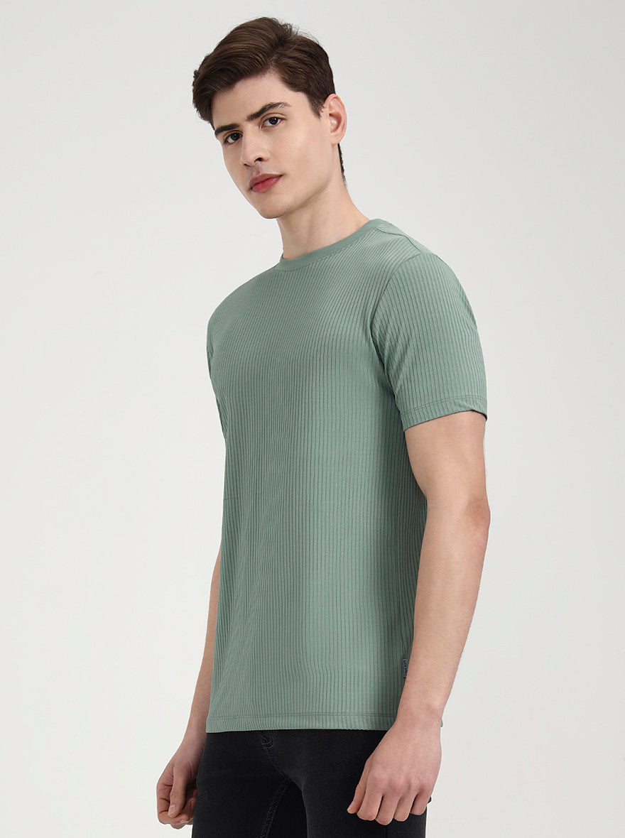 Green Striped Slim Fit T-Shirt | Greenfibre
