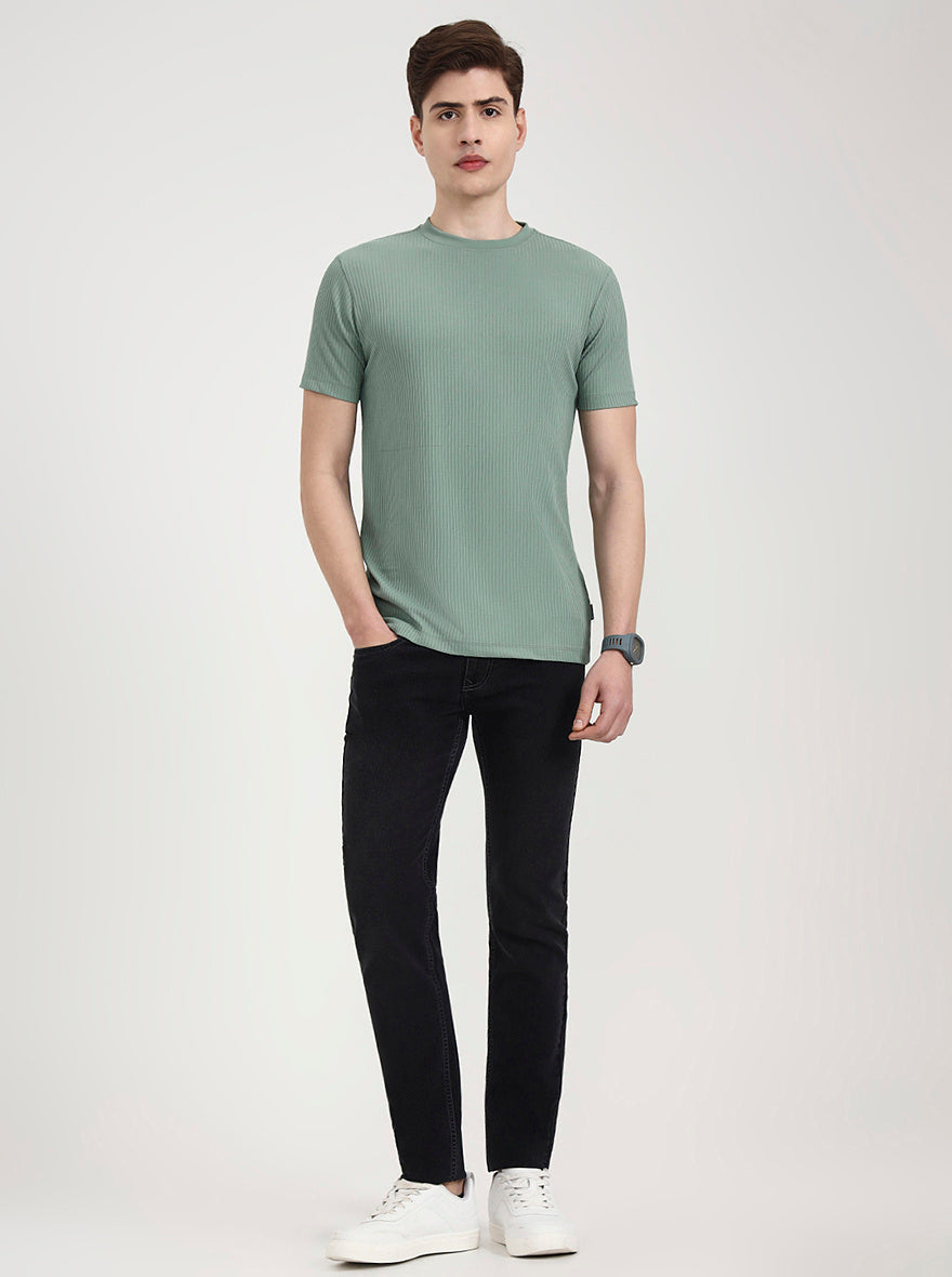 Green Striped Slim Fit T-Shirt | Greenfibre