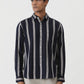 Navy Blue Striped Slim Fit Casual Shirt | Greenfibre