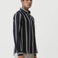 Navy Blue Striped Slim Fit Casual Shirt | Greenfibre