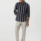 Navy Blue Striped Slim Fit Casual Shirt | Greenfibre