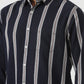 Navy Blue Striped Slim Fit Casual Shirt | Greenfibre