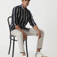 Navy Blue Striped Slim Fit Casual Shirt | Greenfibre