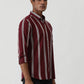Wine Striped Slim Fit Casual Shirt | Greenfibre