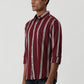 Wine Striped Slim Fit Casual Shirt | Greenfibre