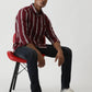 Wine Striped Slim Fit Casual Shirt | Greenfibre