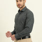 Navy Blue Printed Slim Fit Formal Shirt | Metal