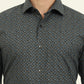 Navy Blue Printed Slim Fit Formal Shirt | Metal