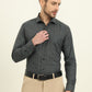 Navy Blue Printed Slim Fit Formal Shirt | Metal