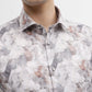Grey & White Printed Slim Fit Party Wear Shirt | Greenfibre