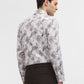 Grey & White Printed Slim Fit Party Wear Shirt | Greenfibre