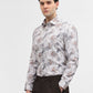 Grey & White Printed Slim Fit Party Wear Shirt | Greenfibre