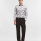 Grey & White Printed Slim Fit Party Wear Shirt | Greenfibre