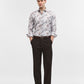 Grey & White Printed Slim Fit Party Wear Shirt | Greenfibre