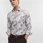 Grey & White Printed Slim Fit Party Wear Shirt | Greenfibre