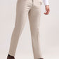 Cream Solid Slim Fit Formal Trouser | Greenfibre