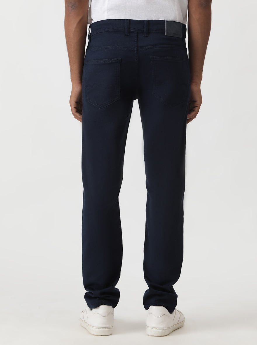 Navy Blue Solid Slim Fit Jeans | Greenfibre
