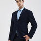 Blue Solid Regular Fit Blazer | Greenfibre