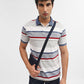 Beige & Red Striped Regular Fit Polo T-Shirt | Greenfibre