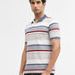Beige & Red Striped Regular Fit Polo T-Shirt | Greenfibre