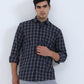 Navy Blue Checked Smart Fit Semi Casual Shirt | Greenfibre