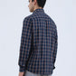 Navy Blue Checked Smart Fit Semi Casual Shirt | Greenfibre