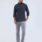 Navy Blue Checked Smart Fit Semi Casual Shirt | Greenfibre
