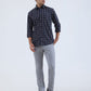 Navy Blue Checked Smart Fit Semi Casual Shirt | Greenfibre