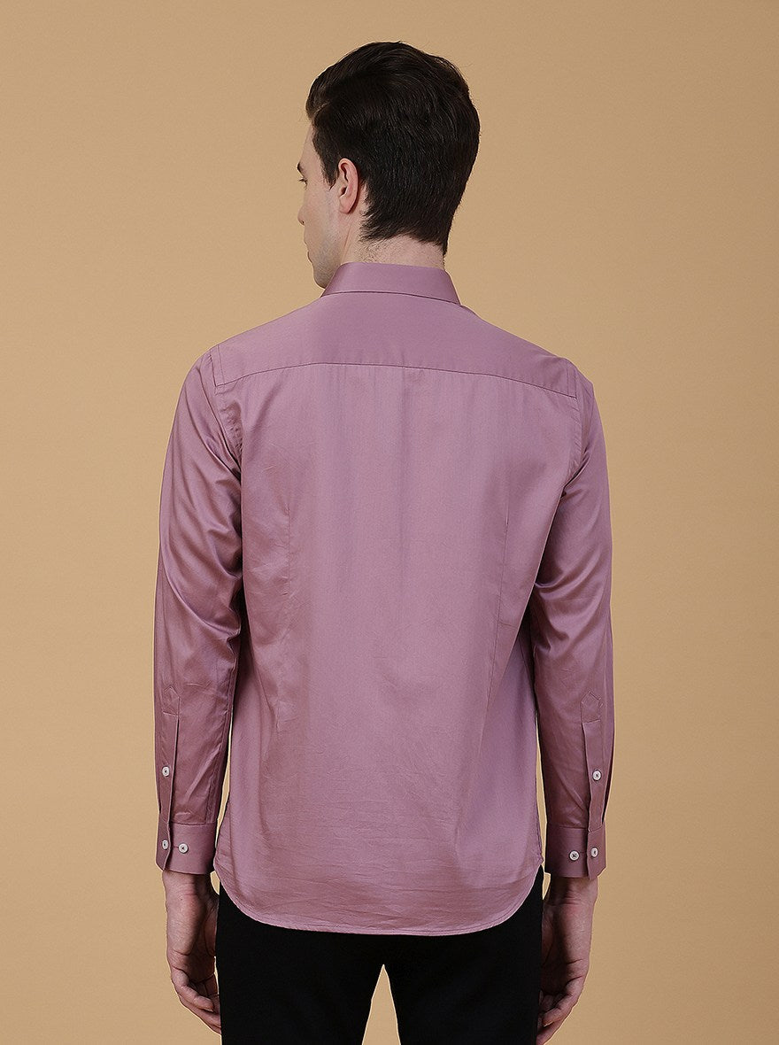 Pink Solid Slim Fit Party Wear Shirt | Greenfibre