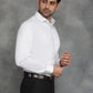 White Printed Slim Fit Formal Shirt | GreenFibre