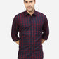 Blue & Red Checked Smart Fit Semi Casual Shirt | Greenfibre