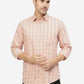 Peach Checked Smart Fit Semi Casual Shirt | Greenfibre