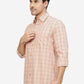 Peach Checked Smart Fit Semi Casual Shirt | Greenfibre